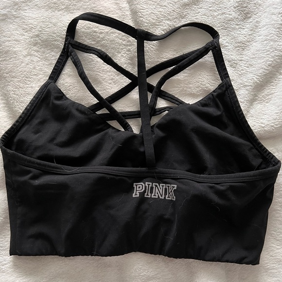 BLACK CRISS CROSS PINK SPORTS BRA - Picture 2 of 3